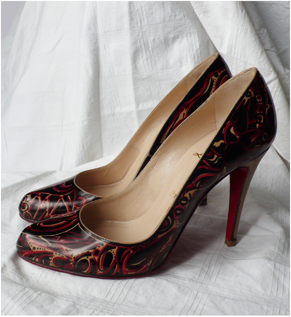 Christian Louboutin DIY graffiti with Red and Black Sharpie markers